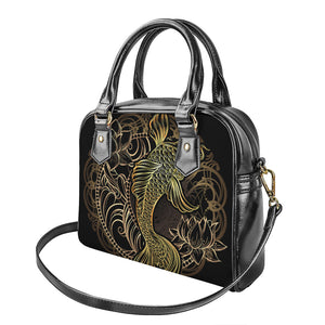 Gold Koi Carp Fish Print Shoulder Handbag