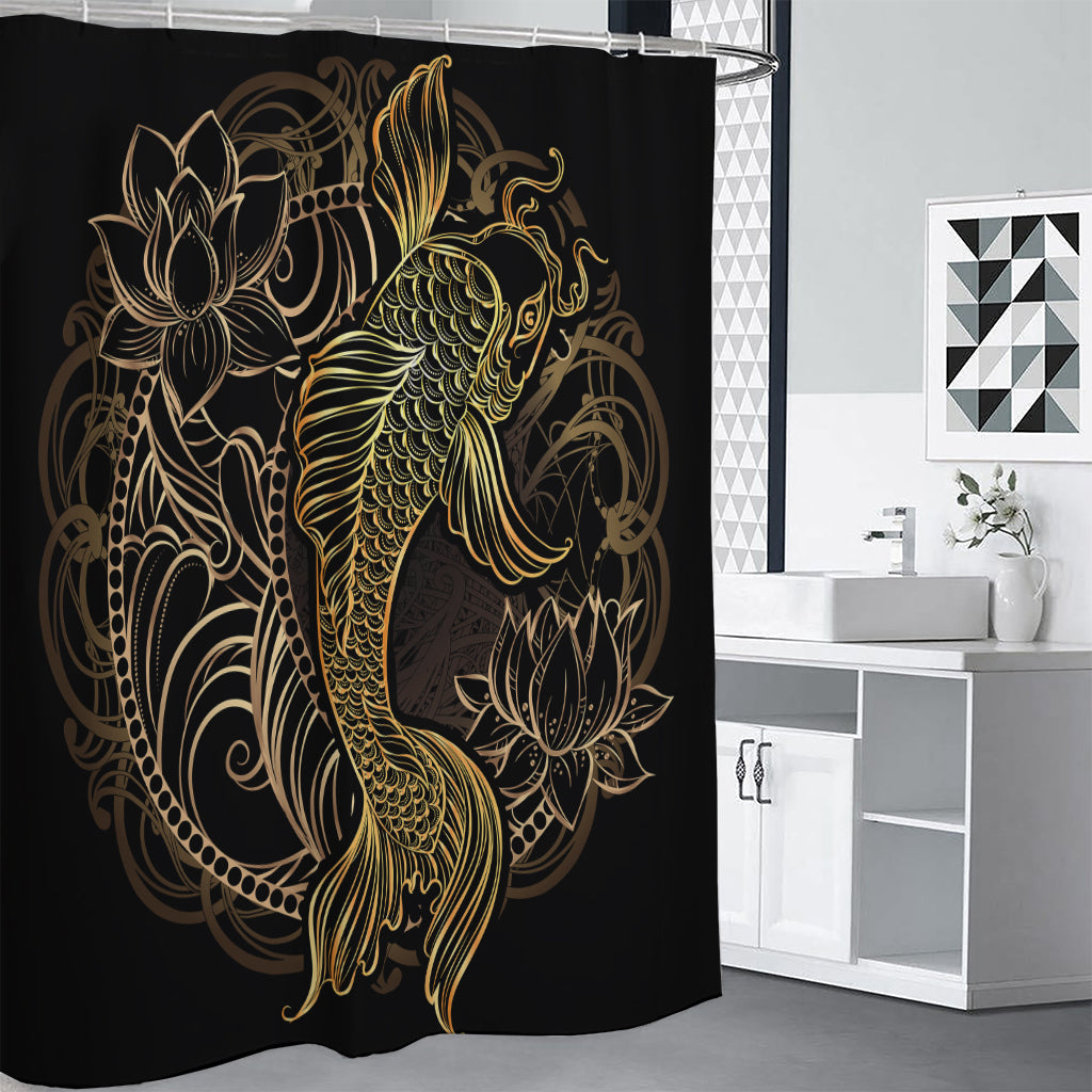 Gold Koi Carp Fish Print Shower Curtain