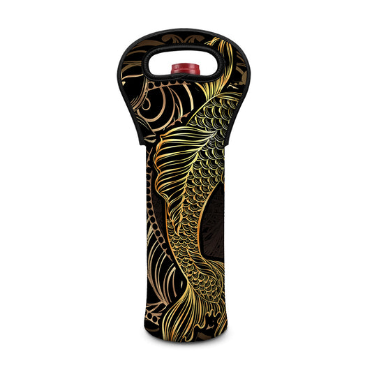 Gold Koi Carp Fish Print Single Neoprene Wine Tote