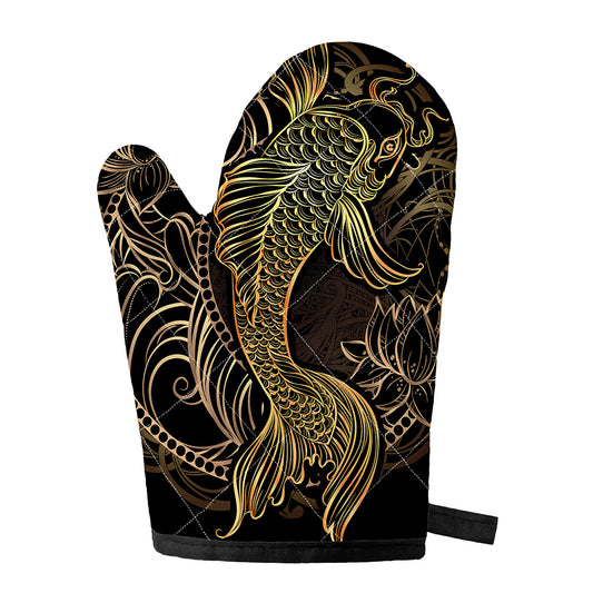Gold Koi Carp Fish Print Single Oven Mitt
