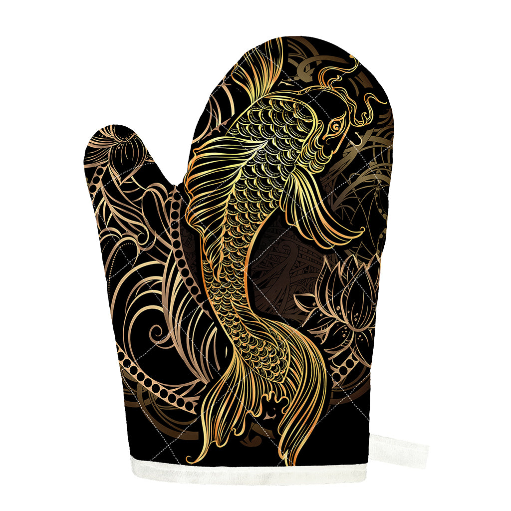 Gold Koi Carp Fish Print Single Oven Mitt