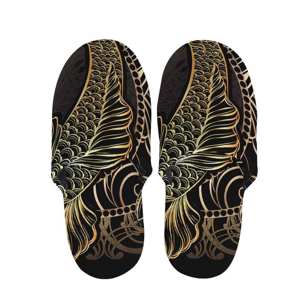 Gold Koi Carp Fish Print Slippers