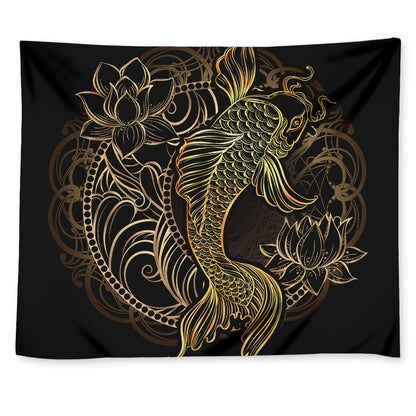 Gold Koi Carp Fish Print Tapestry