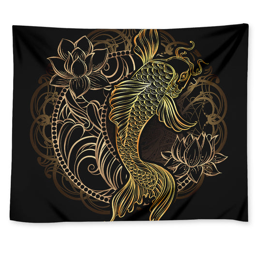 Gold Koi Carp Fish Print Tapestry