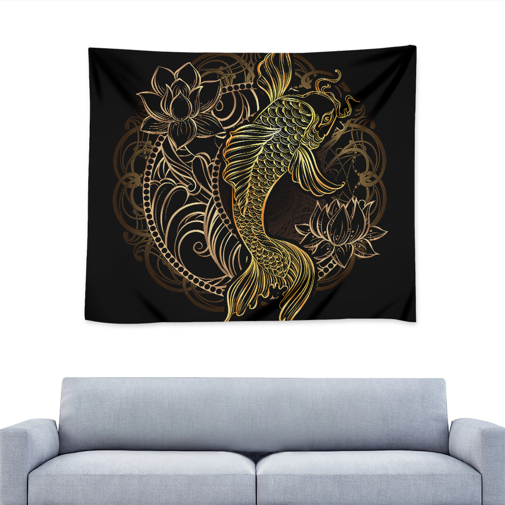 Gold Koi Carp Fish Print Tapestry