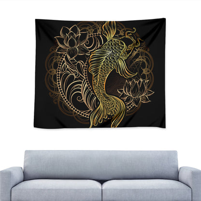 Gold Koi Carp Fish Print Tapestry