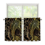 Gold Koi Carp Fish Print Tier Curtains
