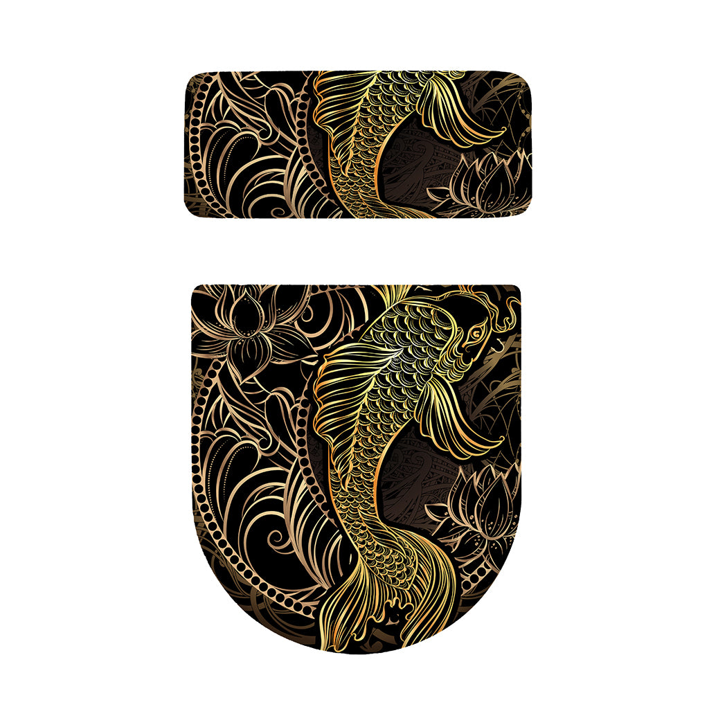 Gold Koi Carp Fish Print Toilet Lid And Tank Cover Set