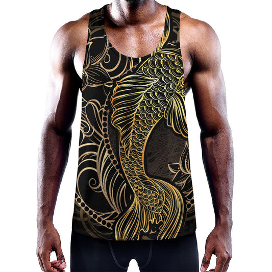Gold Koi Carp Fish Print Training Tank Top