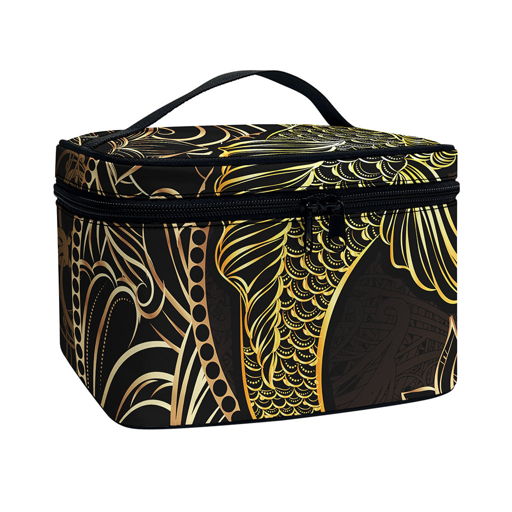 Gold Koi Carp Fish Print Travel Makeup Bag