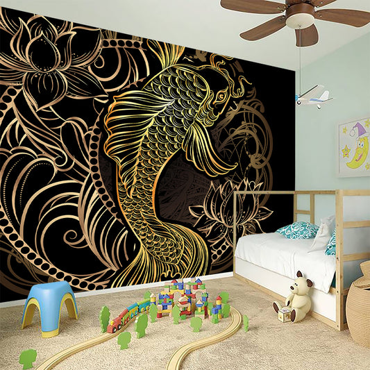 Gold Koi Carp Fish Print Wall Sticker