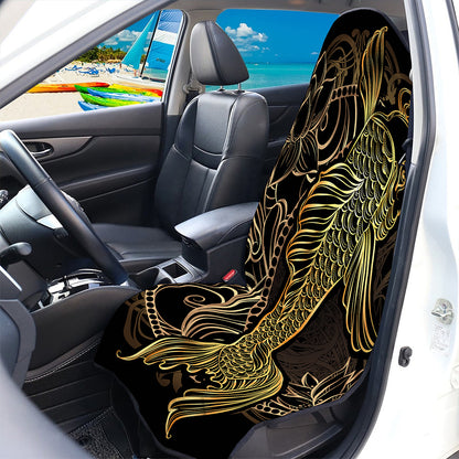 Gold Koi Carp Fish Print Waterproof Car Seat Cover