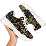 Gold Koi Carp Fish Print White Chunky Shoes