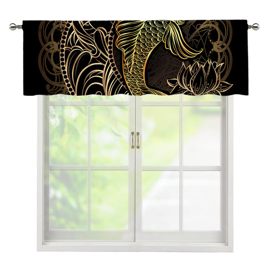 Gold Koi Carp Fish Print Window Valance