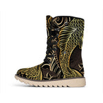 Gold Koi Carp Fish Print Winter Boots