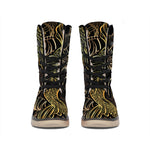 Gold Koi Carp Fish Print Winter Boots