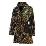 Gold Koi Carp Fish Print Women's Bathrobe