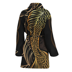 Gold Koi Carp Fish Print Women's Bathrobe