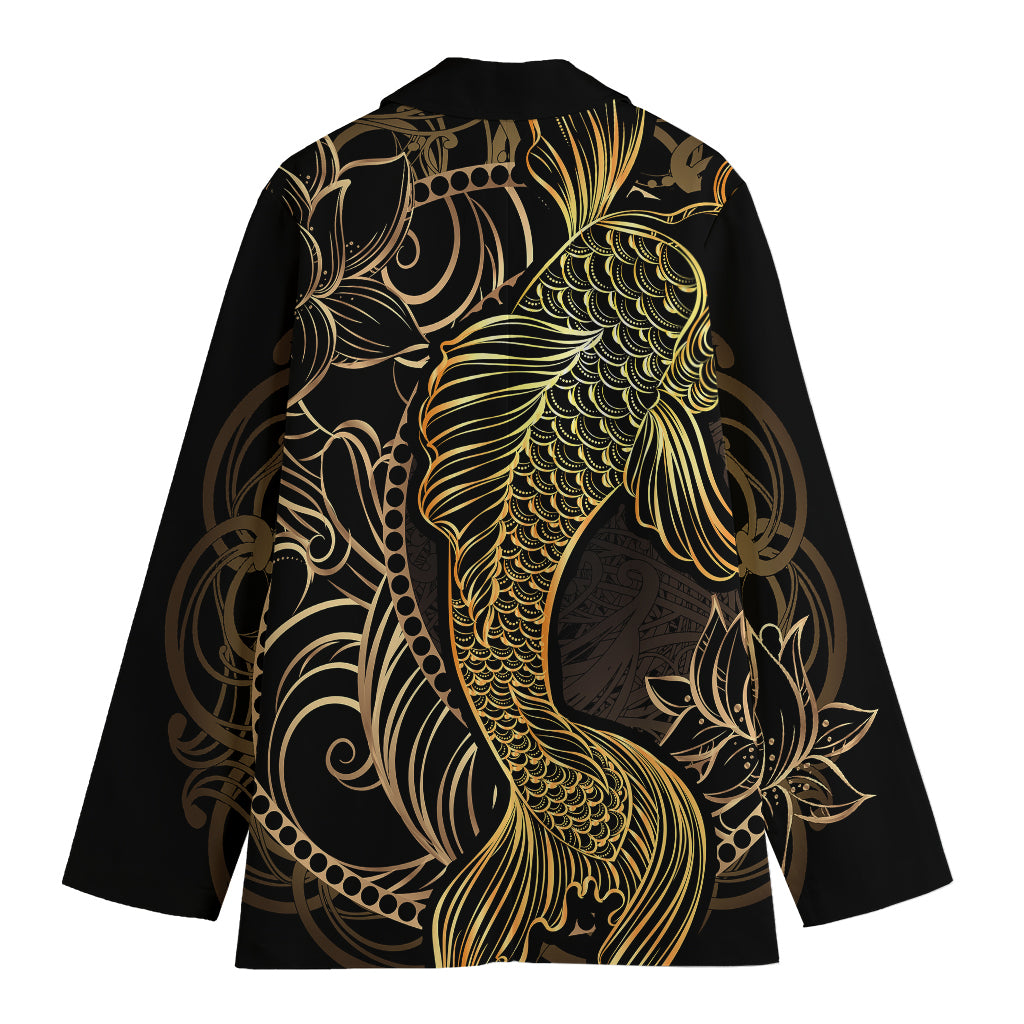 Gold Koi Carp Fish Print Women's Blazer