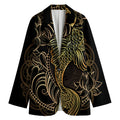 Gold Koi Carp Fish Print Women's Cotton Blazer
