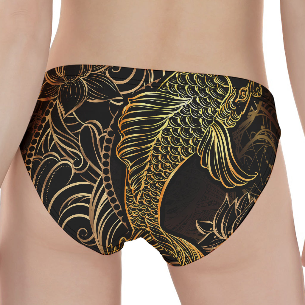 Gold Koi Carp Fish Print Women's Panties