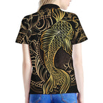 Gold Koi Carp Fish Print Women's Polo Shirt