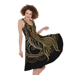 Gold Koi Carp Fish Print Women's Sleeveless Dress