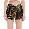 Gold Koi Carp Fish Print Women's Split Running Shorts