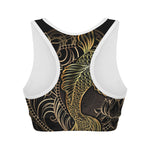 Gold Koi Carp Fish Print Women's Sports Bra
