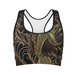 Gold Koi Carp Fish Print Women's Sports Bra