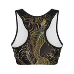 Gold Koi Carp Fish Print Women's Sports Bra
