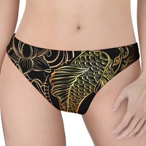 Gold Koi Carp Fish Print Women's Thong