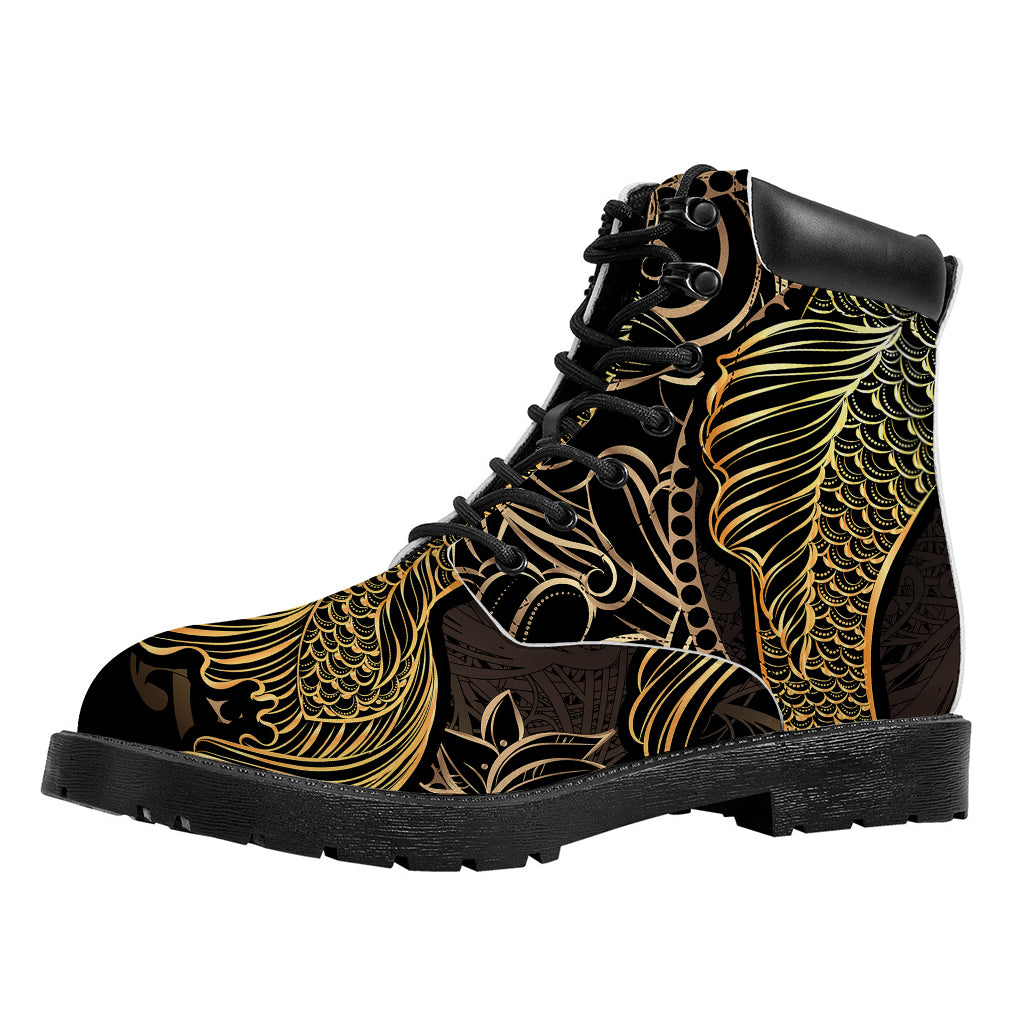 Gold Koi Carp Fish Print Work Boots