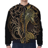 Gold Koi Carp Fish Print Zip Sleeve Bomber Jacket