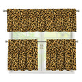 Gold Leopard (NOT Real) Glitter Print 3 Piece Kitchen Curtains