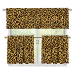 Gold Leopard (NOT Real) Glitter Print 3 Piece Kitchen Curtains