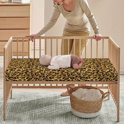 Gold Leopard (NOT Real) Glitter Print Baby Crib Sheet