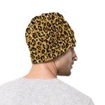 Gold Leopard (NOT Real) Glitter Print Beanie