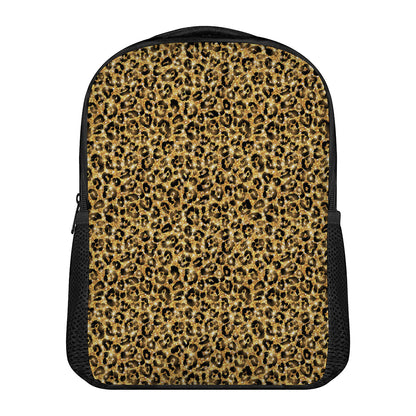 Gold Leopard (NOT Real) Glitter Print Casual Backpack