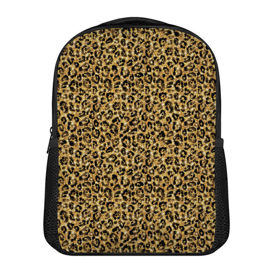 Gold Leopard (NOT Real) Glitter Print Casual Backpack