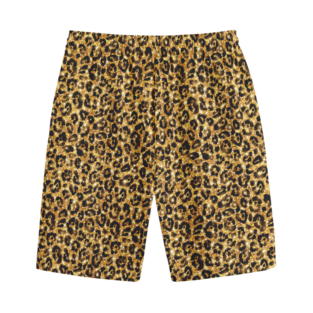 Gold Leopard (NOT Real) Glitter Print Cotton Shorts