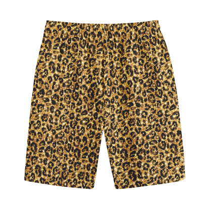 Gold Leopard (NOT Real) Glitter Print Cotton Shorts