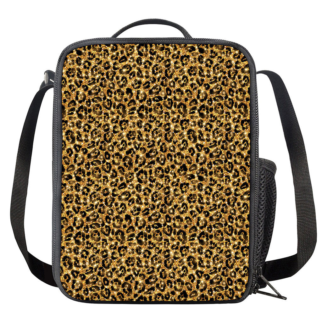 Gold Leopard (NOT Real) Glitter Print Crossbody Lunch Bag