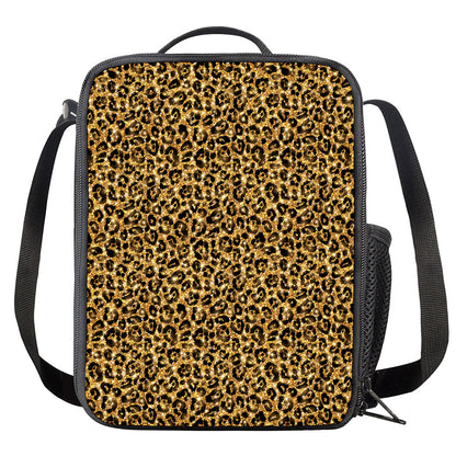 Gold Leopard (NOT Real) Glitter Print Crossbody Lunch Bag