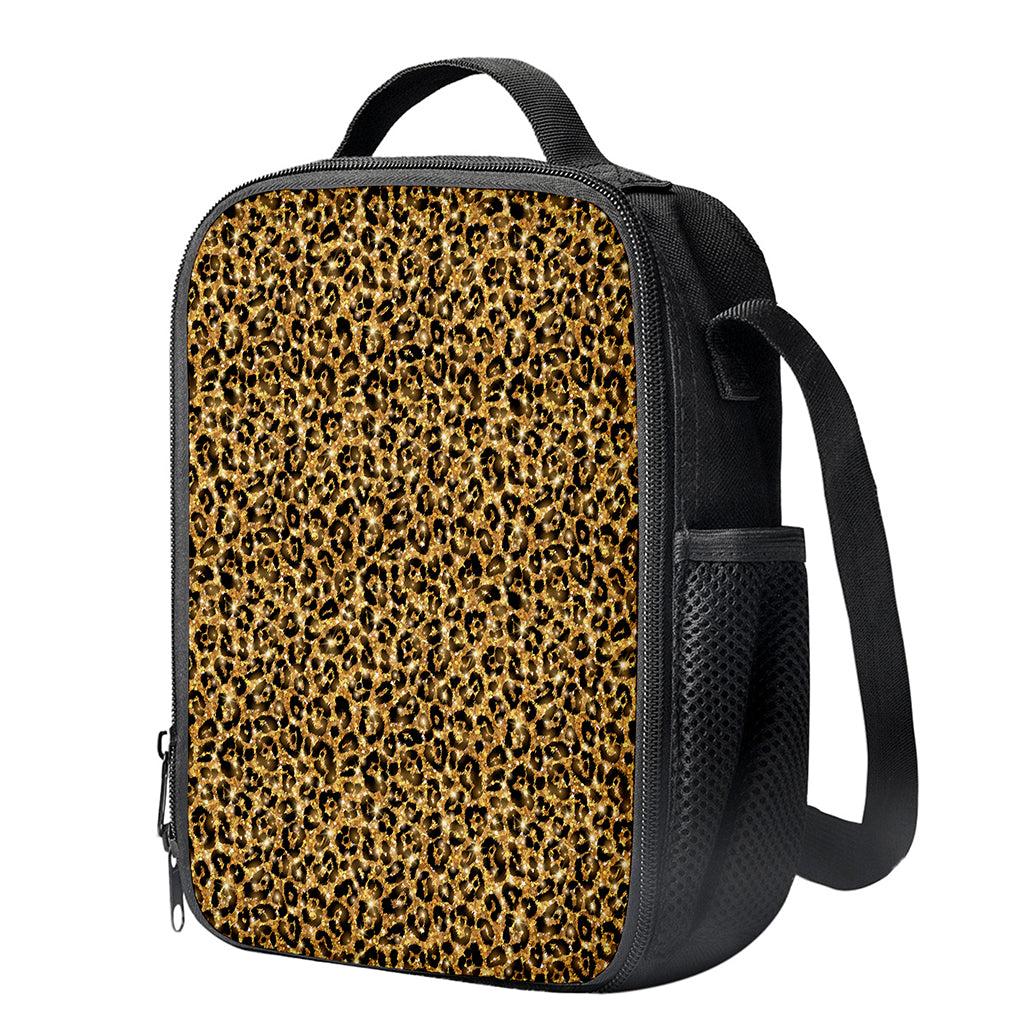 Gold Leopard (NOT Real) Glitter Print Crossbody Lunch Bag