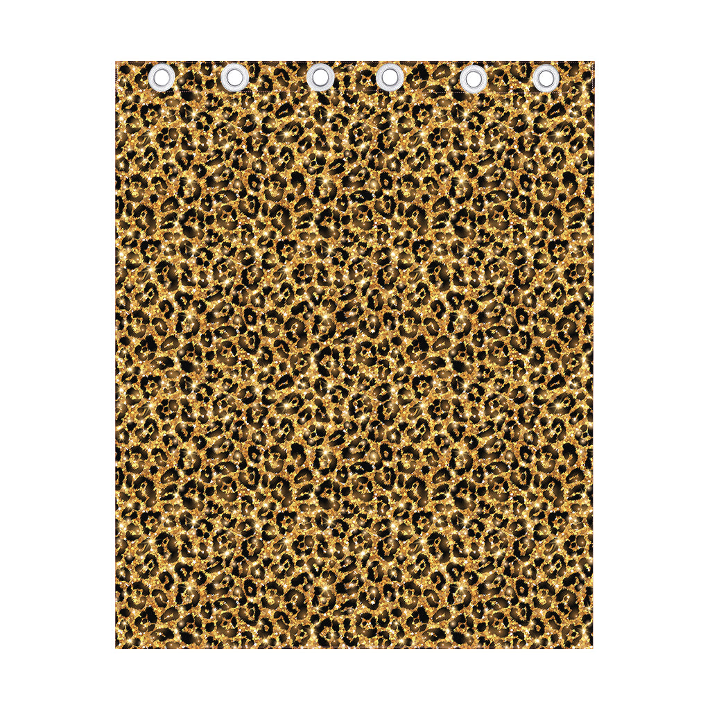 Gold Leopard (NOT Real) Glitter Print Curtain