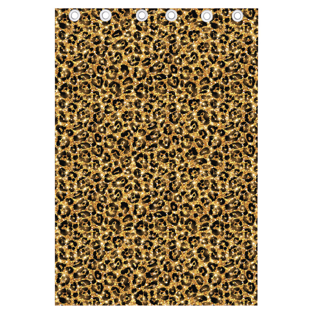 Gold Leopard (NOT Real) Glitter Print Curtain
