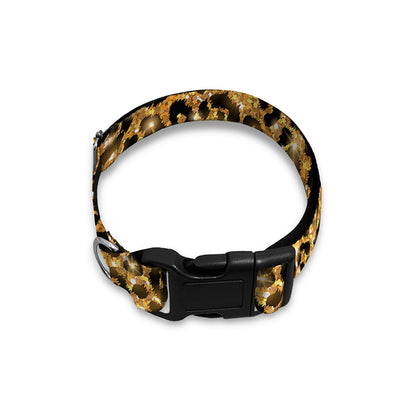 Gold Leopard (NOT Real) Glitter Print Dog Collar