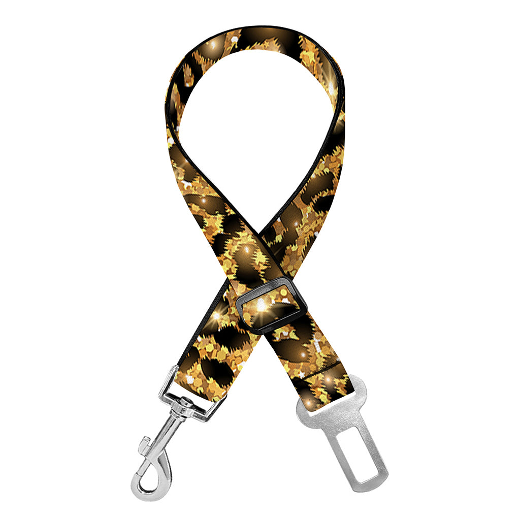 Gold Leopard (NOT Real) Glitter Print Dog Seat Belt