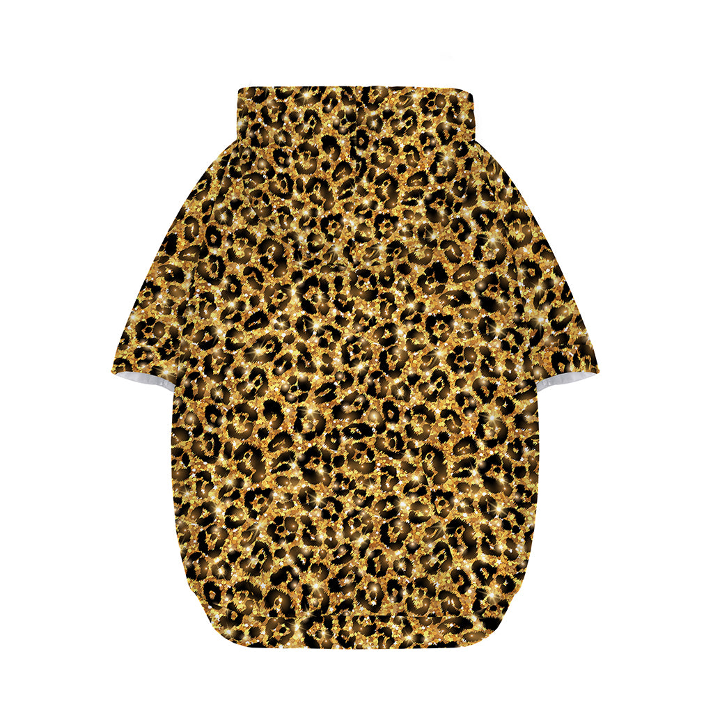 Gold Leopard (NOT Real) Glitter Print Dog Zip Up Hoodie